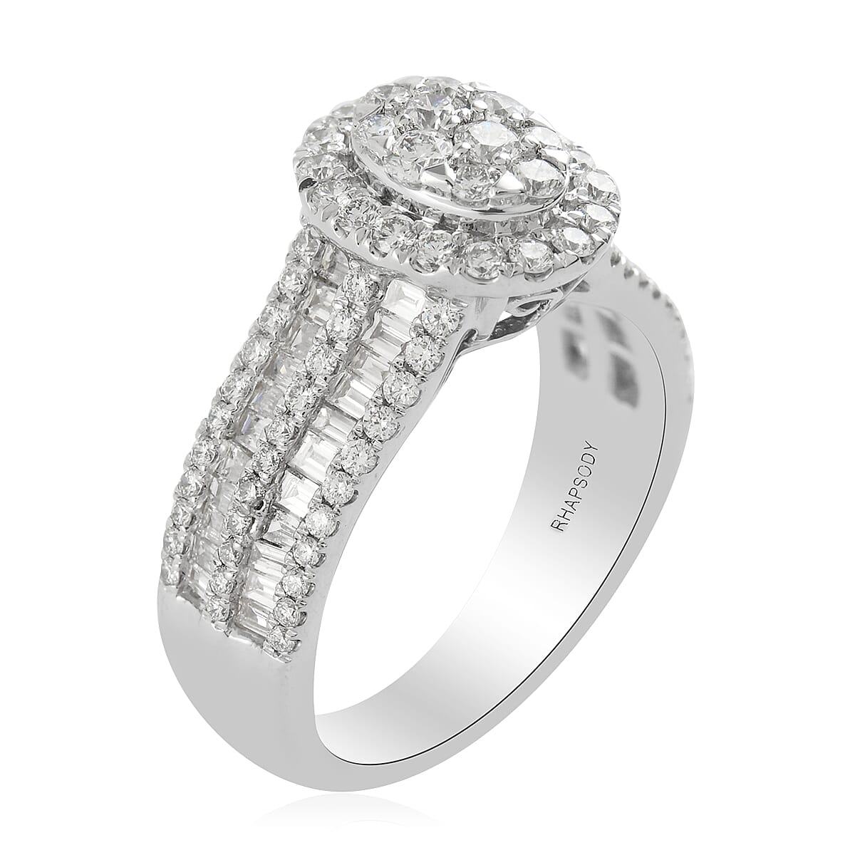 Rhapsody 950 Platinum IGI Certified E-F VS2 Diamond Ring (Size 7.0) 10.90 Grams 1.50 ctw image number 2