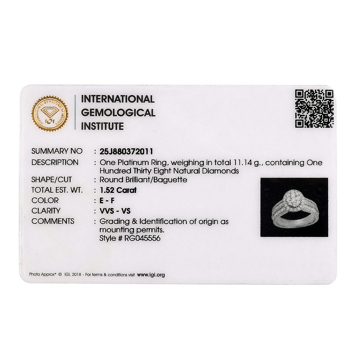 Rhapsody 950 Platinum IGI Certified E-F VS2 Diamond Ring (Size 7.0) 10.90 Grams 1.50 ctw image number 5