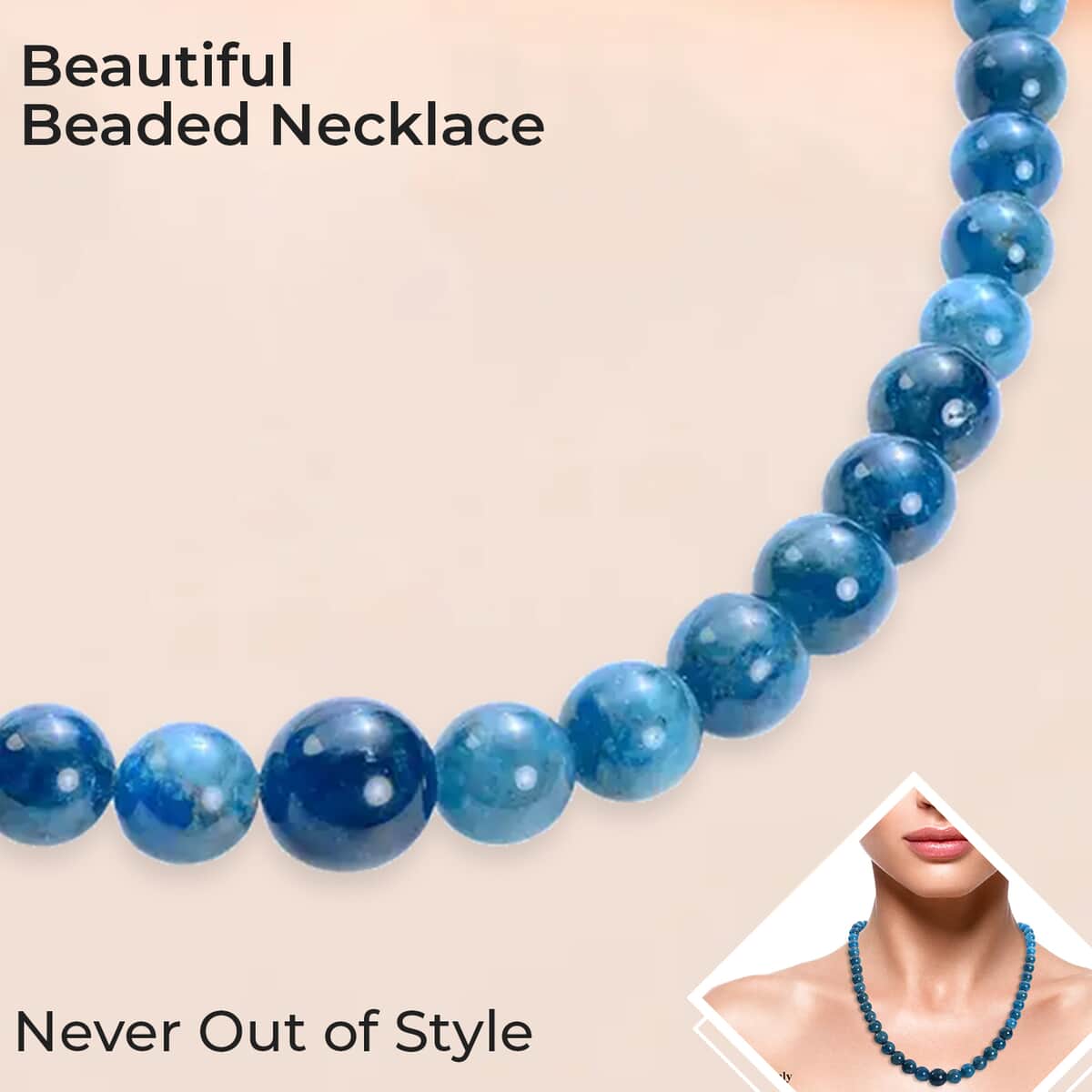 Malgache Neon Apatite Beaded Necklace For Women with Magnetic Lock, Boho Jewelry in Rhodium Over Sterling Silver 20 Inches image number 1