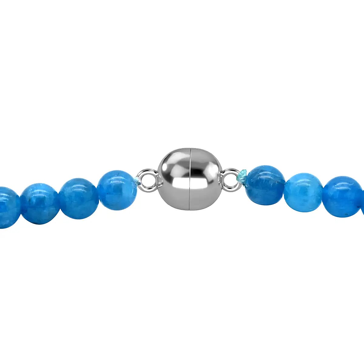 Malgache Neon Apatite Beaded Necklace 20 Inches with Magnetic Lock in Rhodium Over Sterling Silver 253.50 ctw