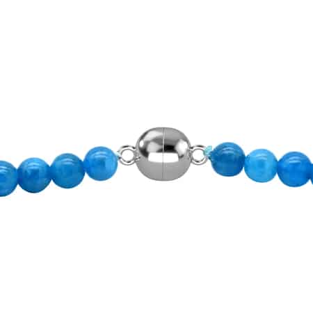 Malgache Neon Apatite Beaded Necklace For Women with Magnetic Lock, Boho Jewelry in Rhodium Over Sterling Silver 20 Inches image number 4
