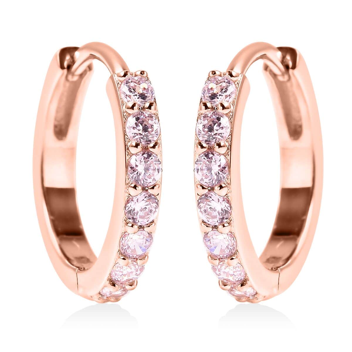 Simulated Pink Diamond Earrings in 14K Rose Gold Over Sterling Silver 0.40 ctw image number 0