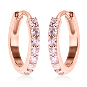 Simulated Pink Diamond Earrings in 14K Rose Gold Over Sterling Silver 0.40 ctw