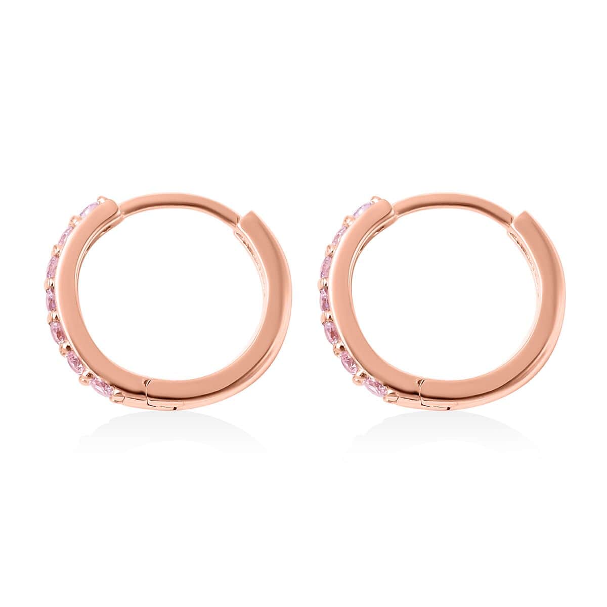 Simulated Pink Diamond Earrings in 14K Rose Gold Over Sterling Silver 0.40 ctw image number 3