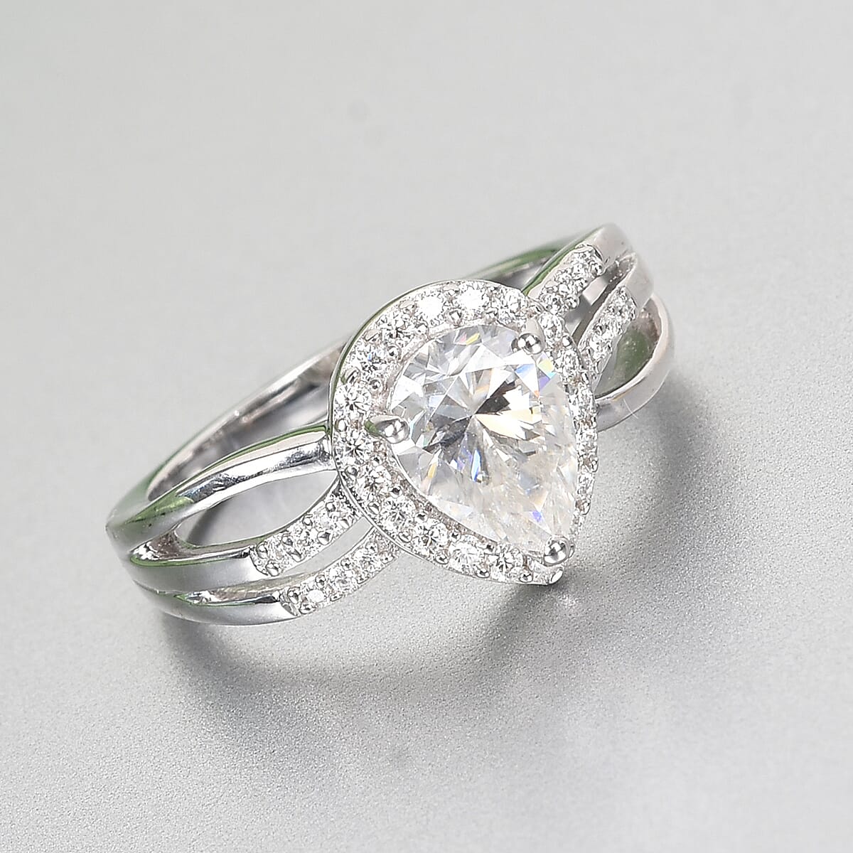 Moissanite Ring in Platinum Over Sterling Silver (Size 6.0) 1.25 ctw image number 1