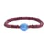 Blue Chalcedony Enhanced and Mozambique Garnet 3 Row Beaded Stretchable Bracelet 66.50 ctw image number 0