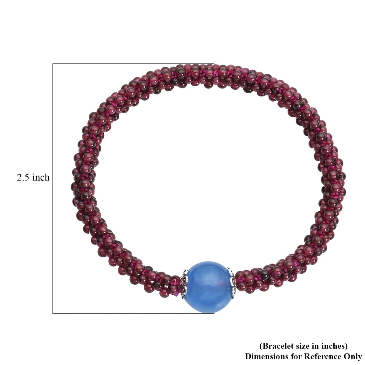 Blue Chalcedony Enhanced and Mozambique Garnet 3 Row Beaded Stretchable Bracelet 66.50 ctw image number 3