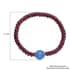 Blue Chalcedony Enhanced and Mozambique Garnet 3 Row Beaded Stretchable Bracelet 66.50 ctw image number 3