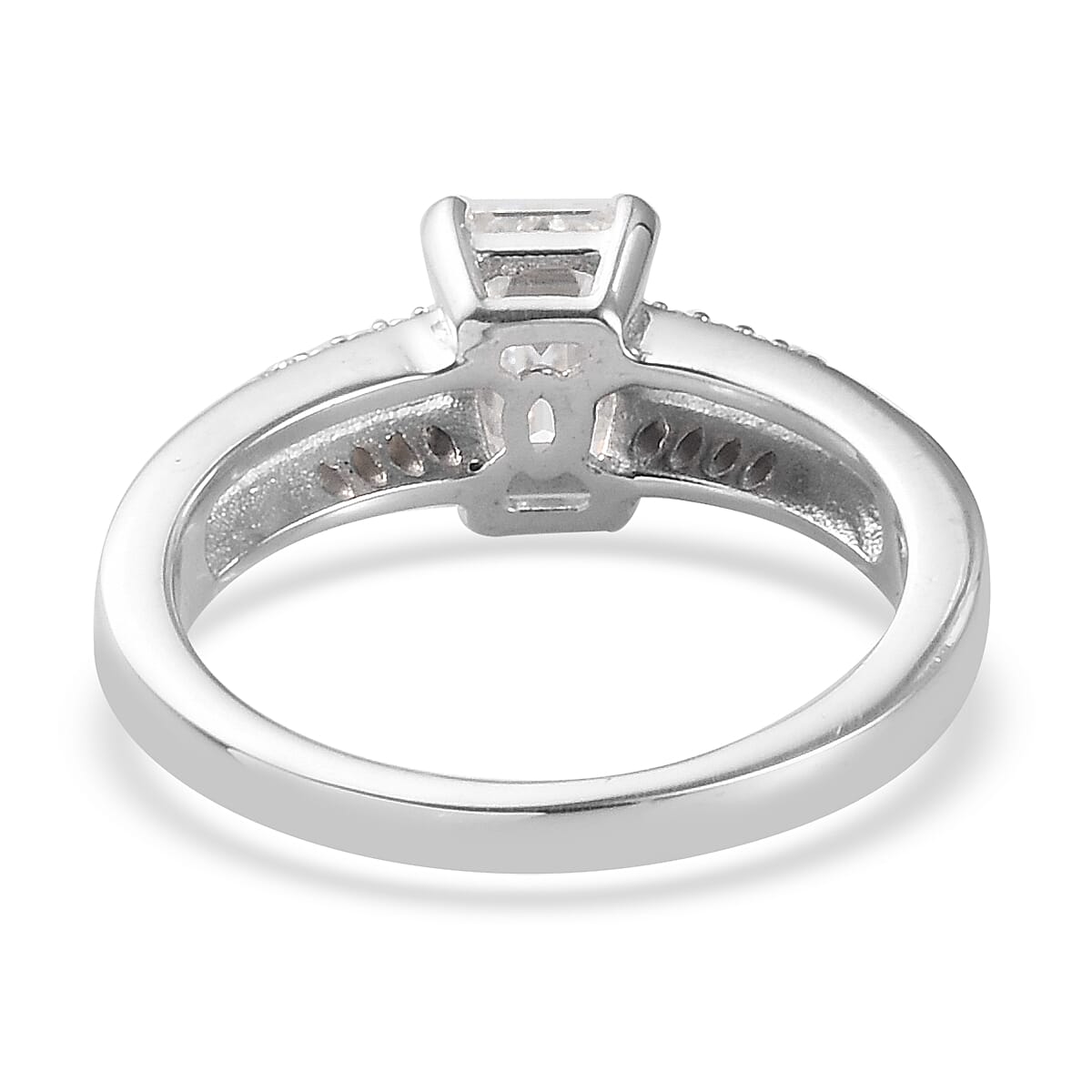 1.10 ctw Moissanite Ring in Platinum Over Sterling Silver (Size 7.0)