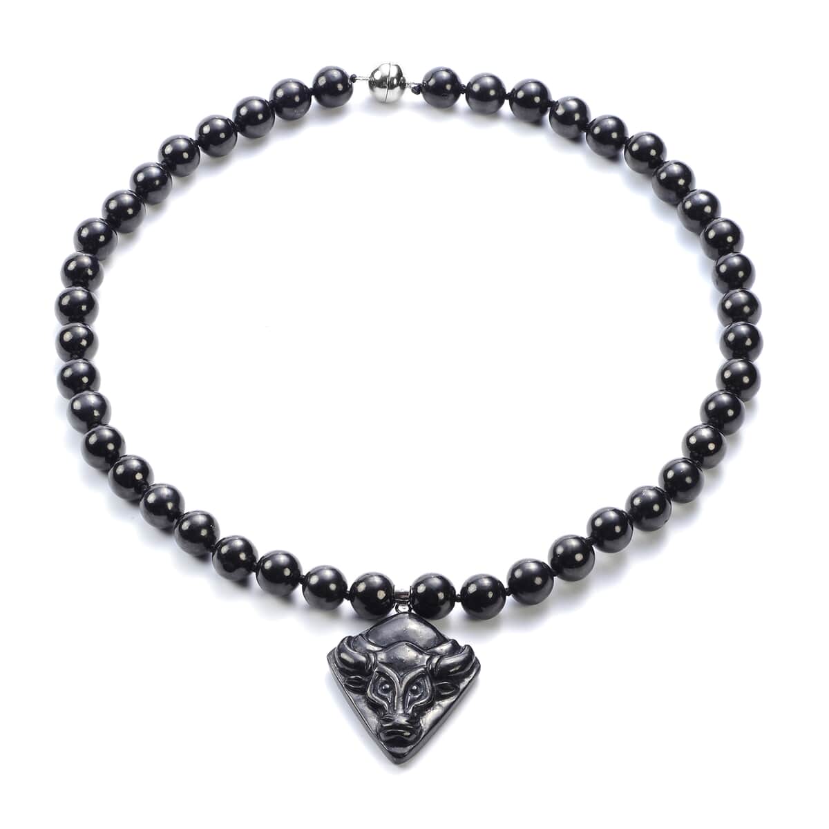 Shungite Beaded Necklace 18 Inches in Rhodium Over Sterling Silver 297.00 ctw image number 0