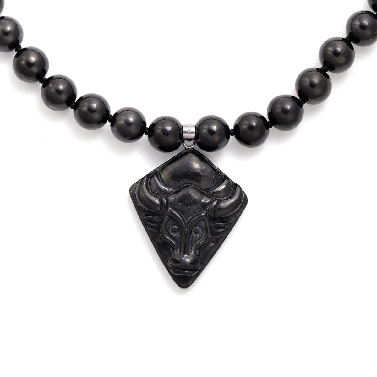 Shungite Beaded Necklace 18 Inches in Rhodium Over Sterling Silver 297.00 ctw image number 2