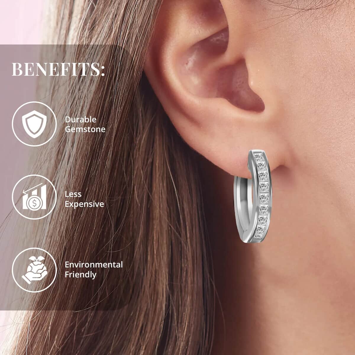 Moissanite Hoop Earrings in Sterling Silver 0.90 ctw image number 3