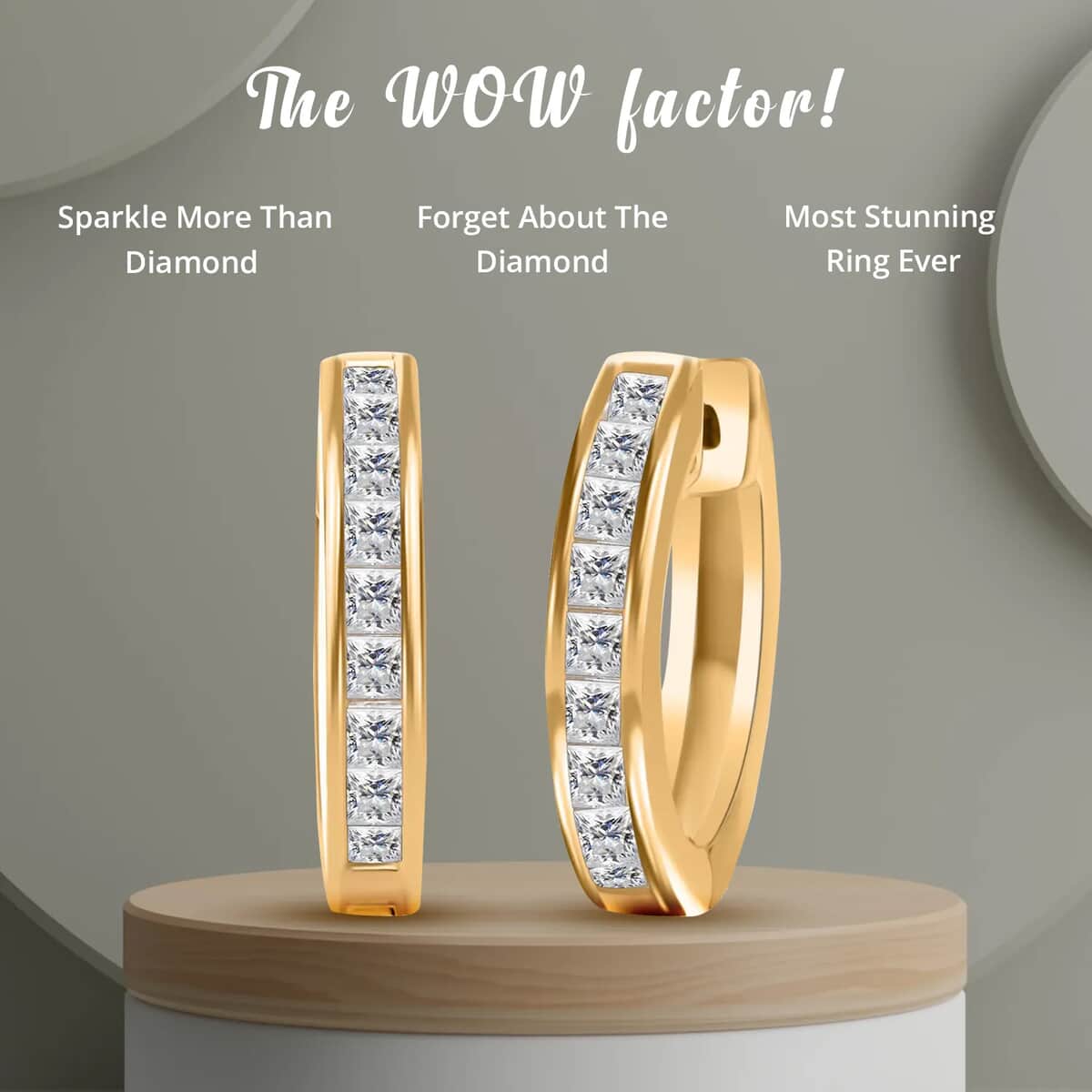 Moissanite Hoop Earrings in Vermeil Yellow Gold Sterling Silver, Moissanite Hoops, Sterling Silver Hoops, Moissanite Earrings image number 4