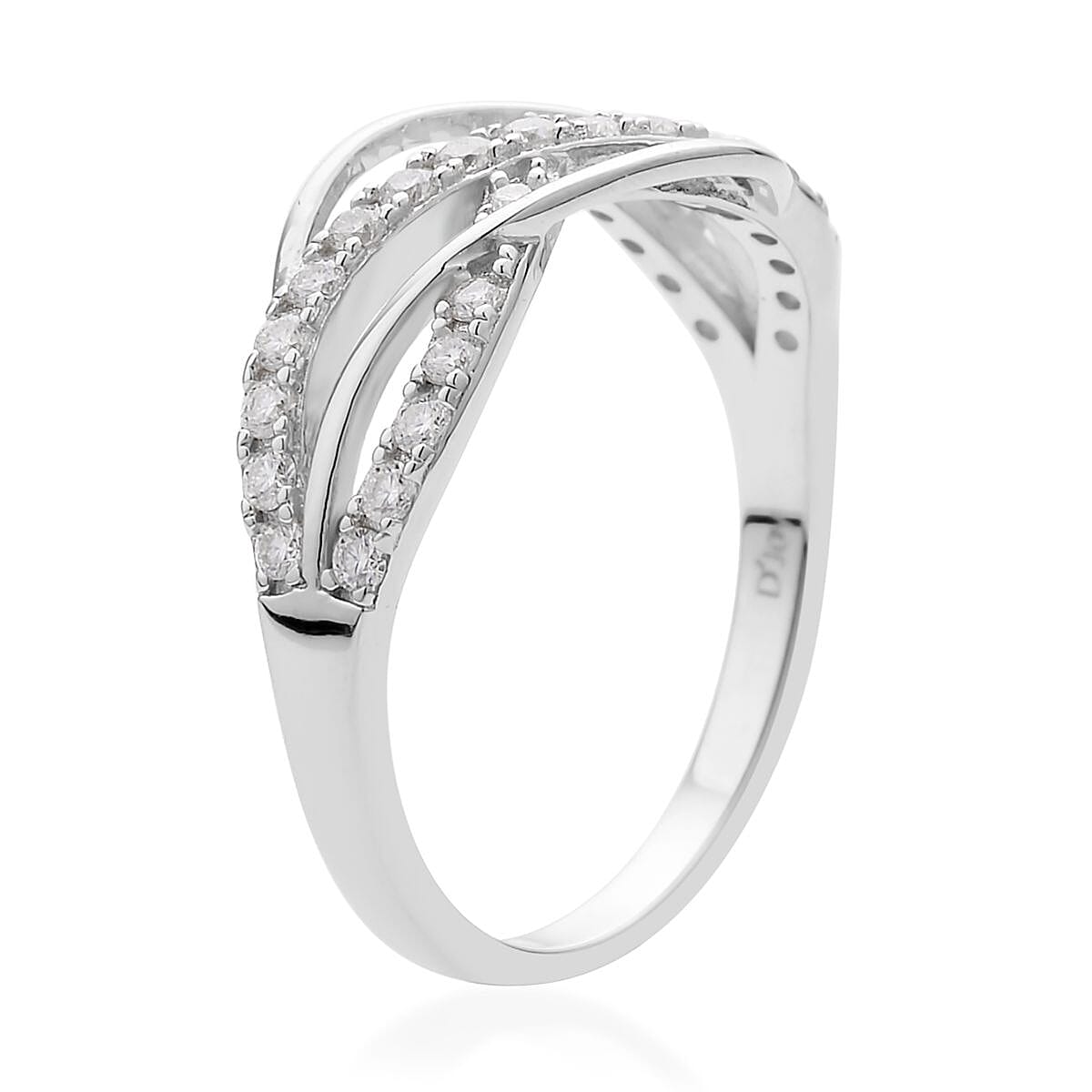 Moissanite Crossover Ring in Sterling Silver (Size 8.0) 0.40 ctw image number 3