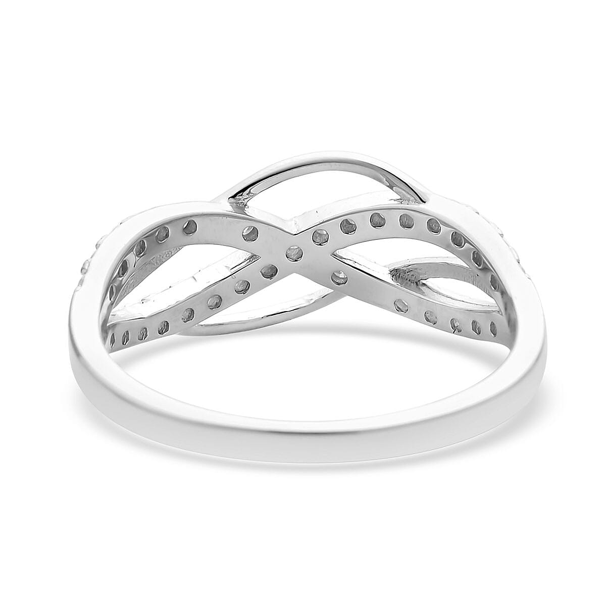 Moissanite Crossover Ring in Sterling Silver (Size 8.0) 0.40 ctw image number 4