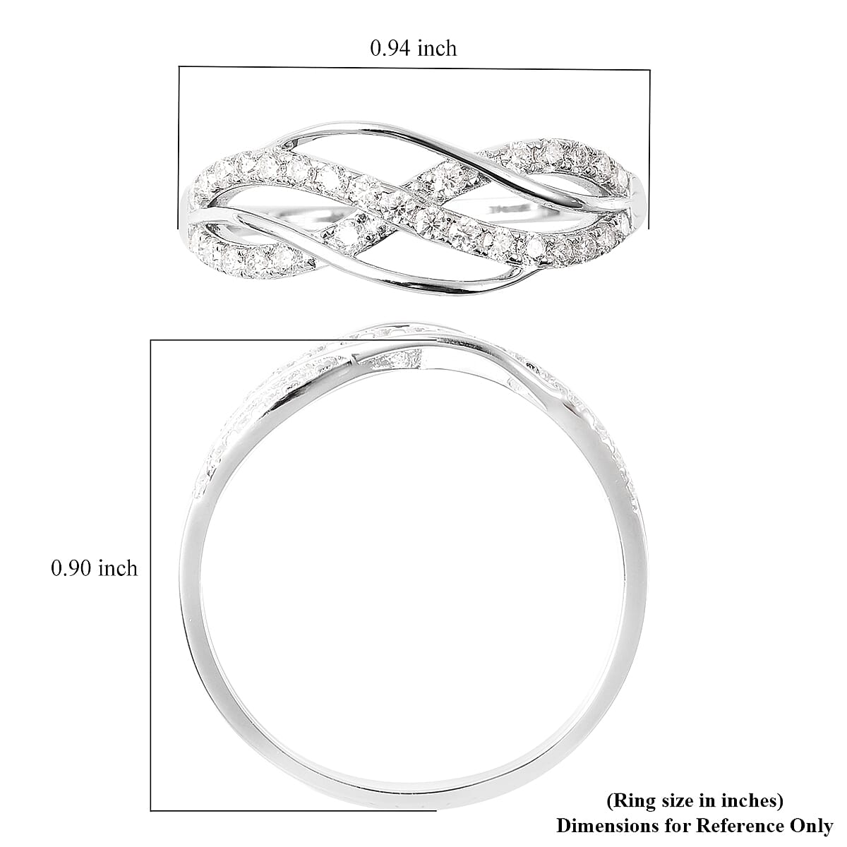 Moissanite Crossover Ring in Sterling Silver (Size 8.0) 0.40 ctw image number 5