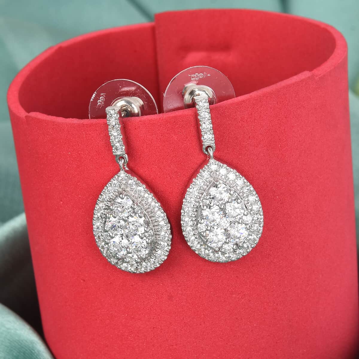 Lustro Stella Made with Finest CZ Drop Earrings in Platinum Over Sterling Silver 5.30 ctw image number 1