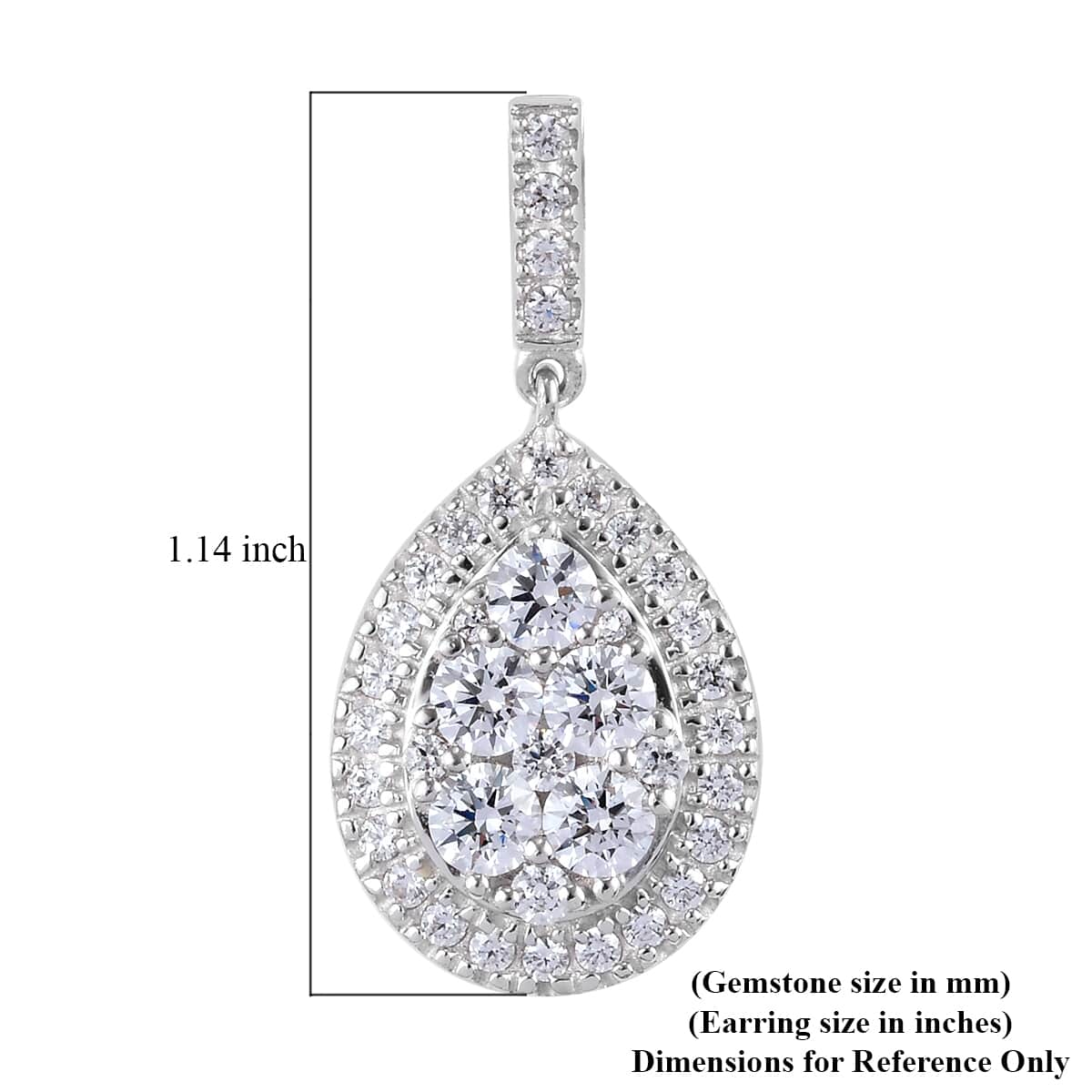 Lustro Stella Made with Finest CZ Drop Earrings in Platinum Over Sterling Silver 5.30 ctw image number 4