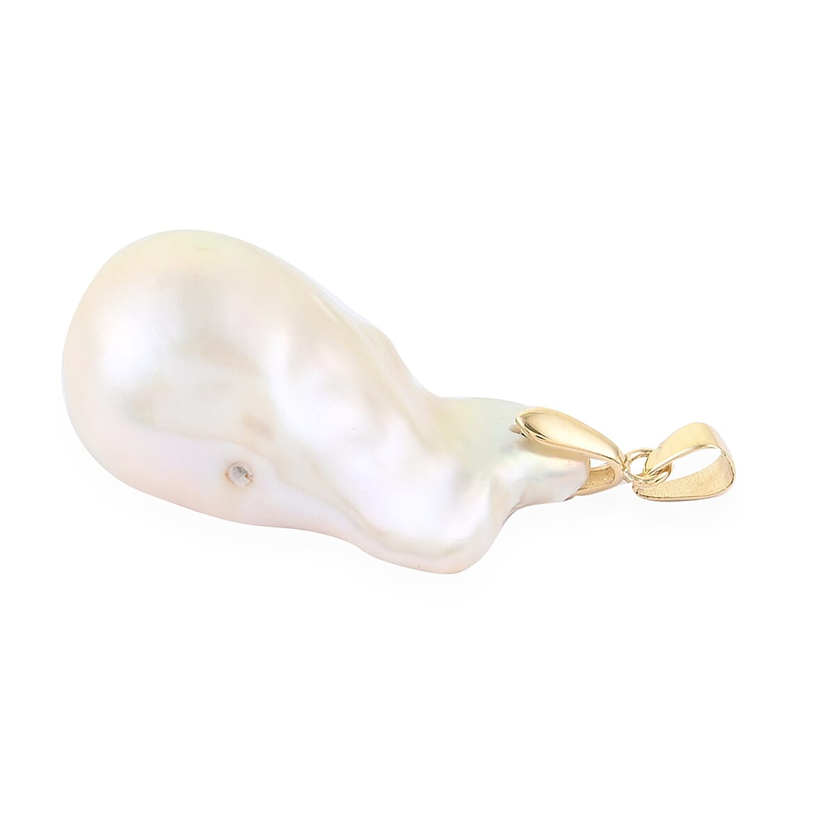 Luxoro Organic Shape Baroque Pearl Pendant without Chain in 10K Yellow Gold