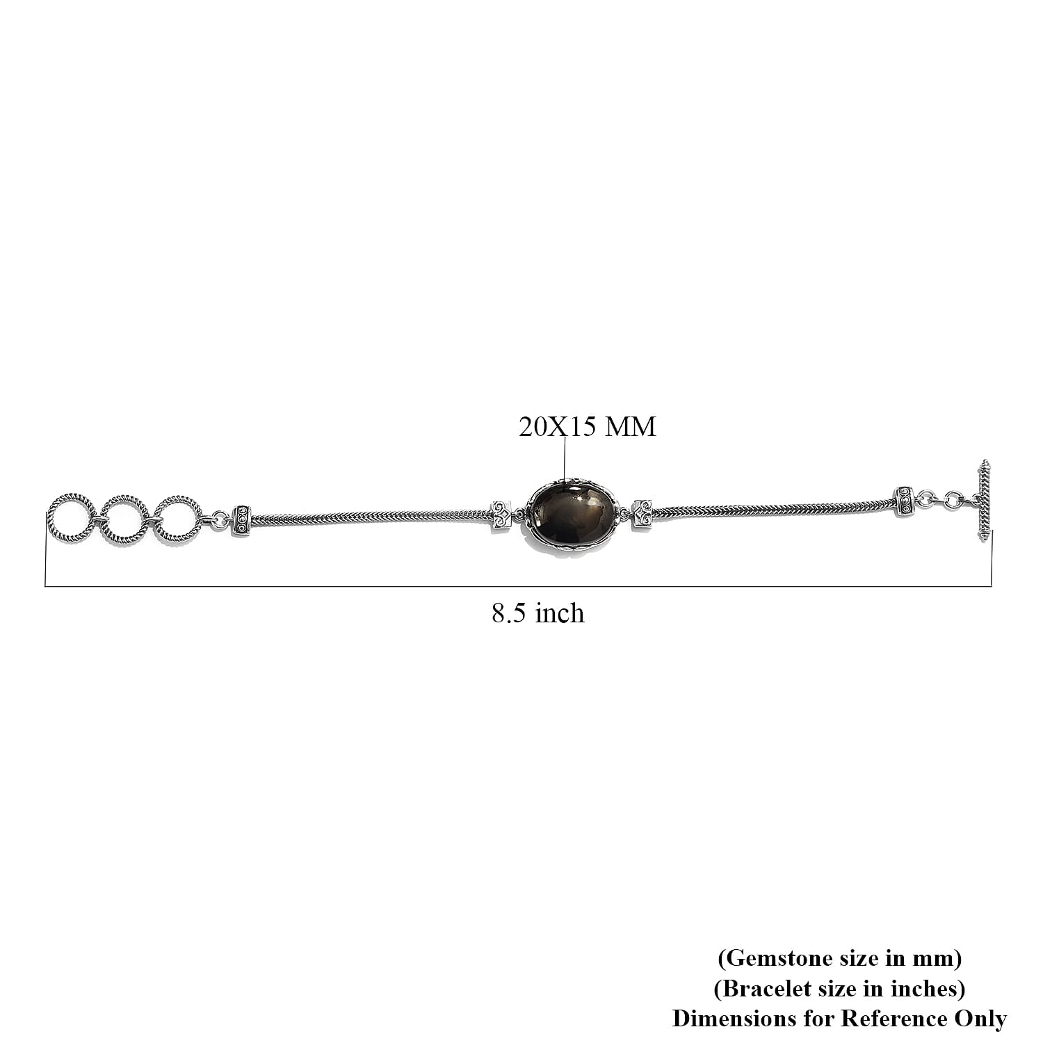 Elite Shungite Toggle Clasp Bracelet in Sterling Silver (7.25 In) 11.75 Grams 11.00 ctw