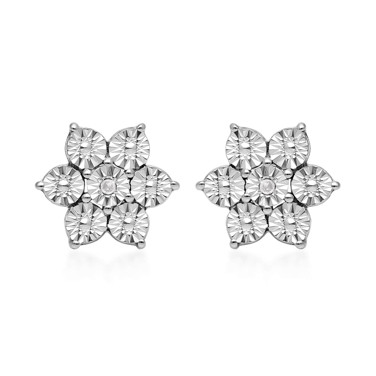 Diamond Accent Floral Stud Earrings in Sterling Silver image number 0