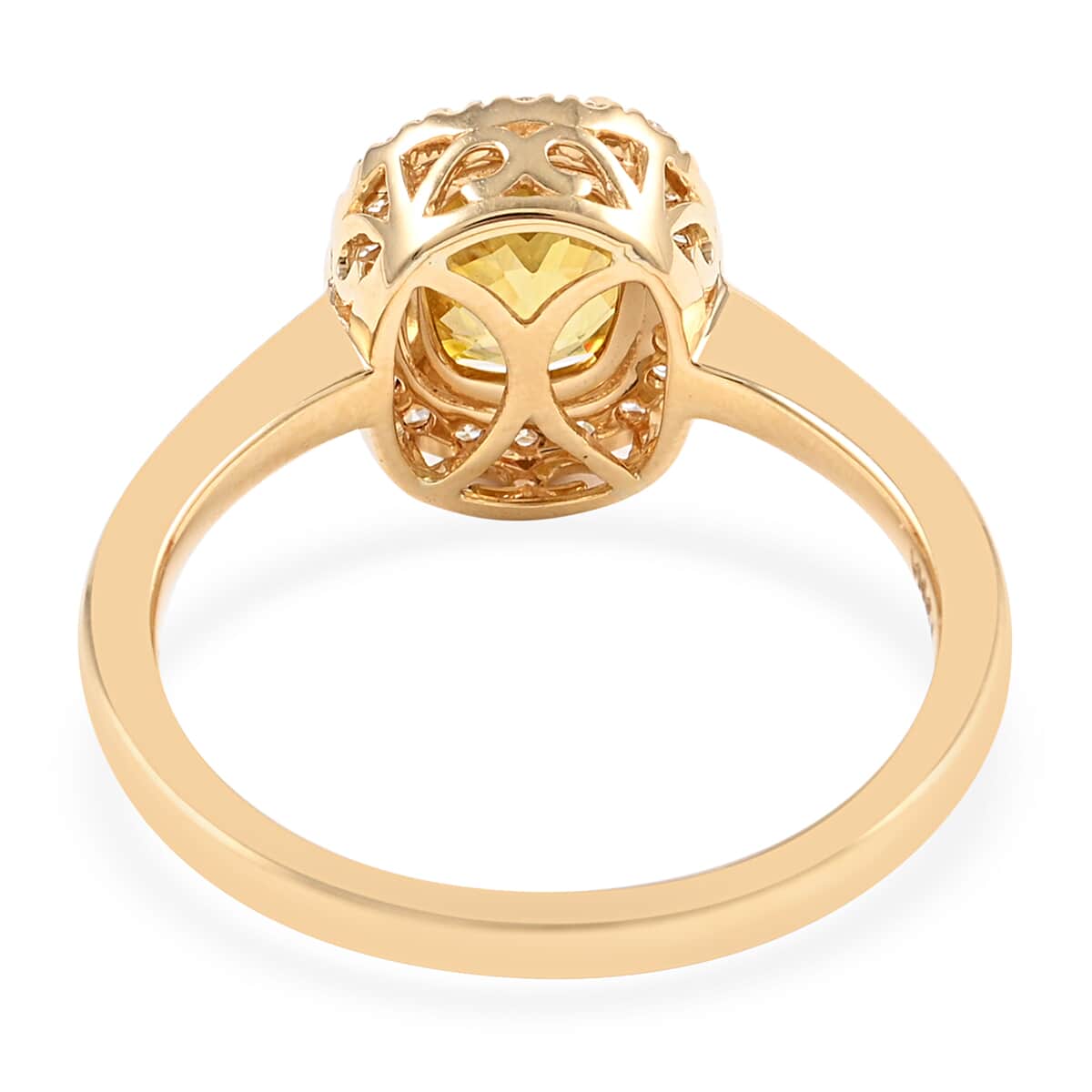 ILIANA 18K Yellow Gold AAA Sava Sphene and G-H SI Diamond Halo Ring 3.75 Grams 1.90 ctw image number 3