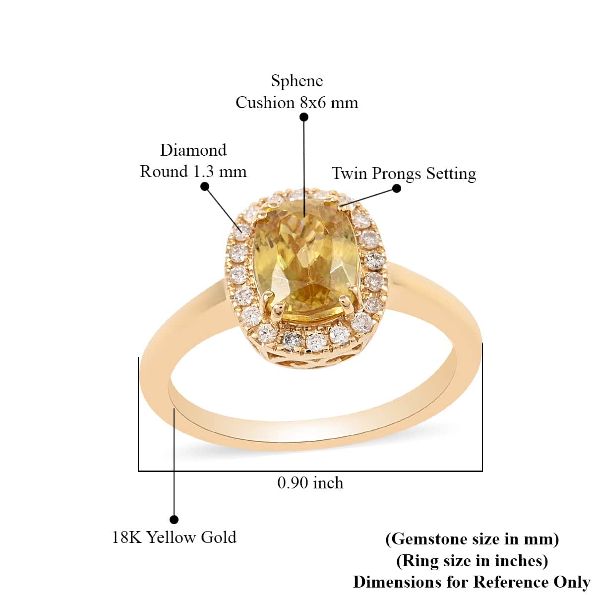 ILIANA 18K Yellow Gold AAA Sava Sphene and G-H SI Diamond Halo Ring 3.75 Grams 1.90 ctw image number 4