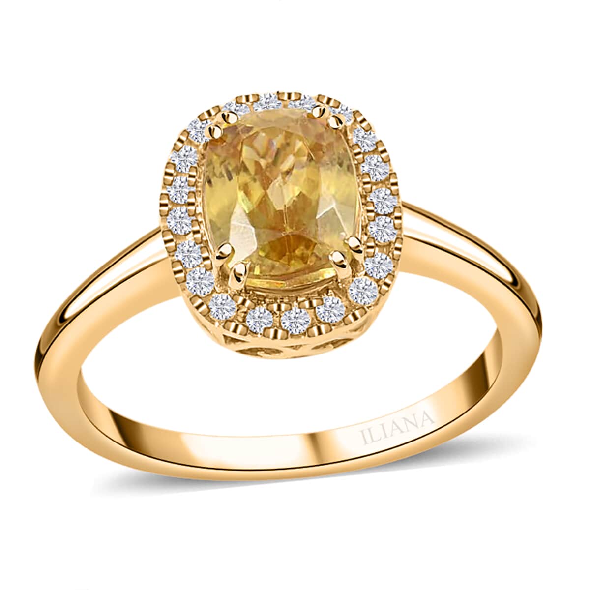 Iliana 18K Yellow Gold AAA Sava Sphene and Diamond G-H SI Halo Ring (Size 7.0) 1.90 ctw  image number 0