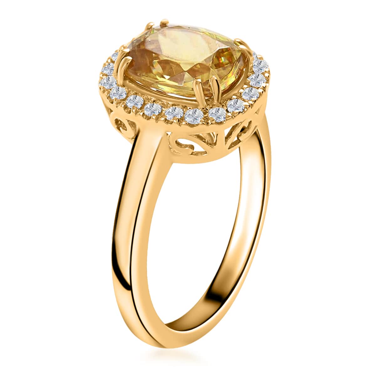 Iliana 18K Yellow Gold AAA Sava Sphene and Diamond G-H SI Halo Ring (Size 7.0) 1.90 ctw  image number 2