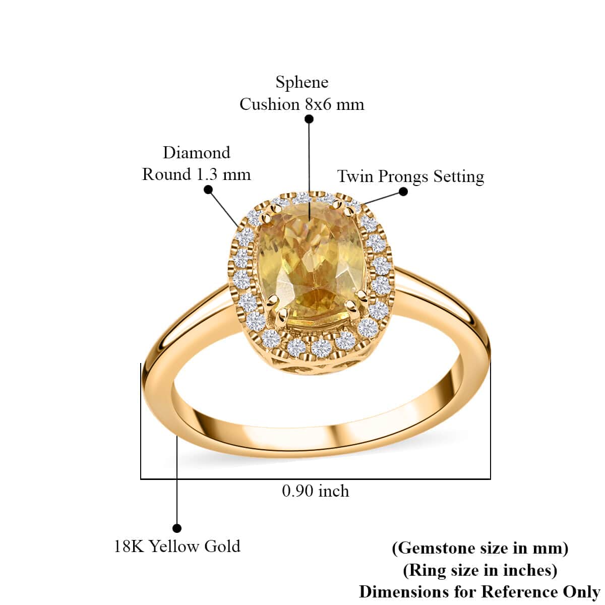 Iliana 18K Yellow Gold AAA Sava Sphene and Diamond G-H SI Halo Ring (Size 7.0) 1.90 ctw  image number 4