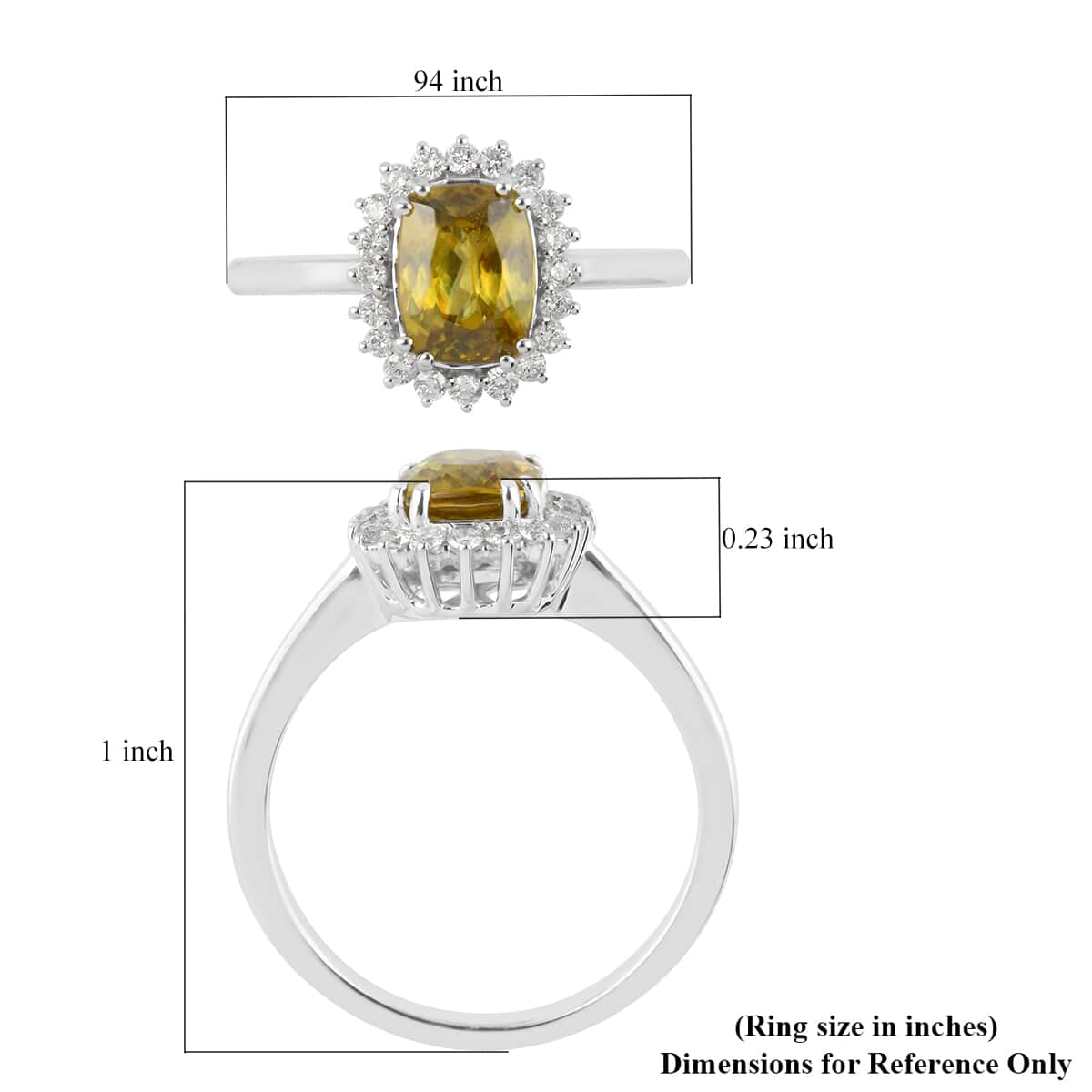 RHAPSODY 950 Platinum AAAA Sphene and E-F VS Diamond Halo Ring (Size 6.0) 5.40 Grams 2.00 ctw image number 4