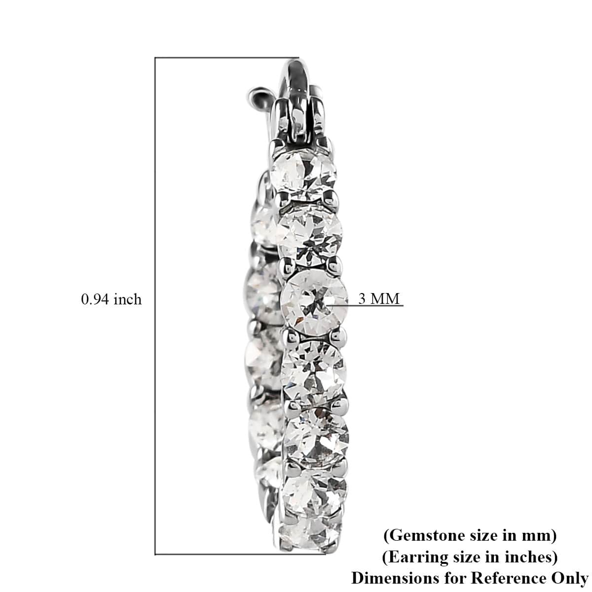 White Crystal Hoop Earrings in Stainless Steel image number 4
