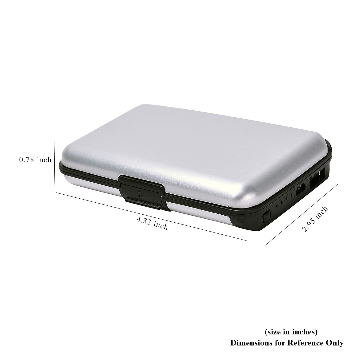 Homesmart 2-in-1 Silver RFID Wallet with 1800mAH Power Bank & USB Cable (To Charge Power Bank)