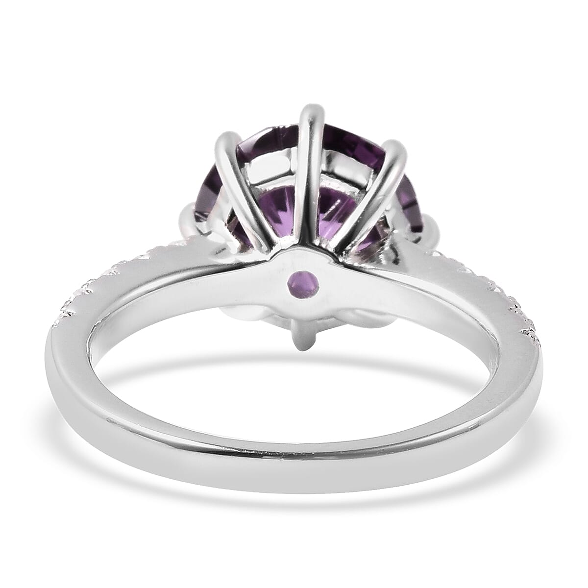Lustro Stella AAA Concave Cut Purple and White Premium Cubic Zirconia Ring in Sterling Silver (Size 7.0) 6.75 ctw image number 3