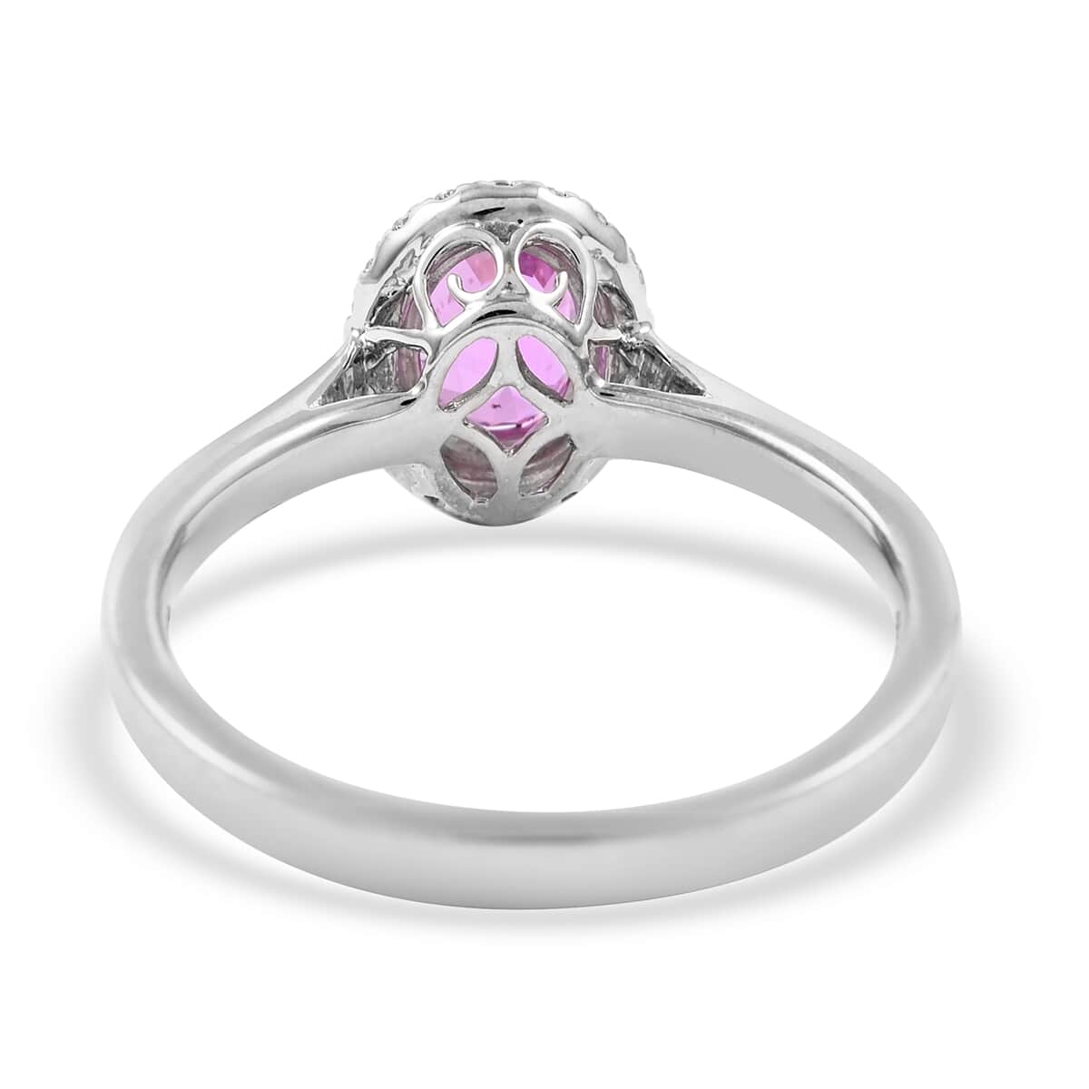 ILIANA 18K White Gold AAAA Sakaraha Pink Sapphire and G-H SI Diamond Ring (Size 7.0) 3.45 Grams 1.20 ctw image number 3