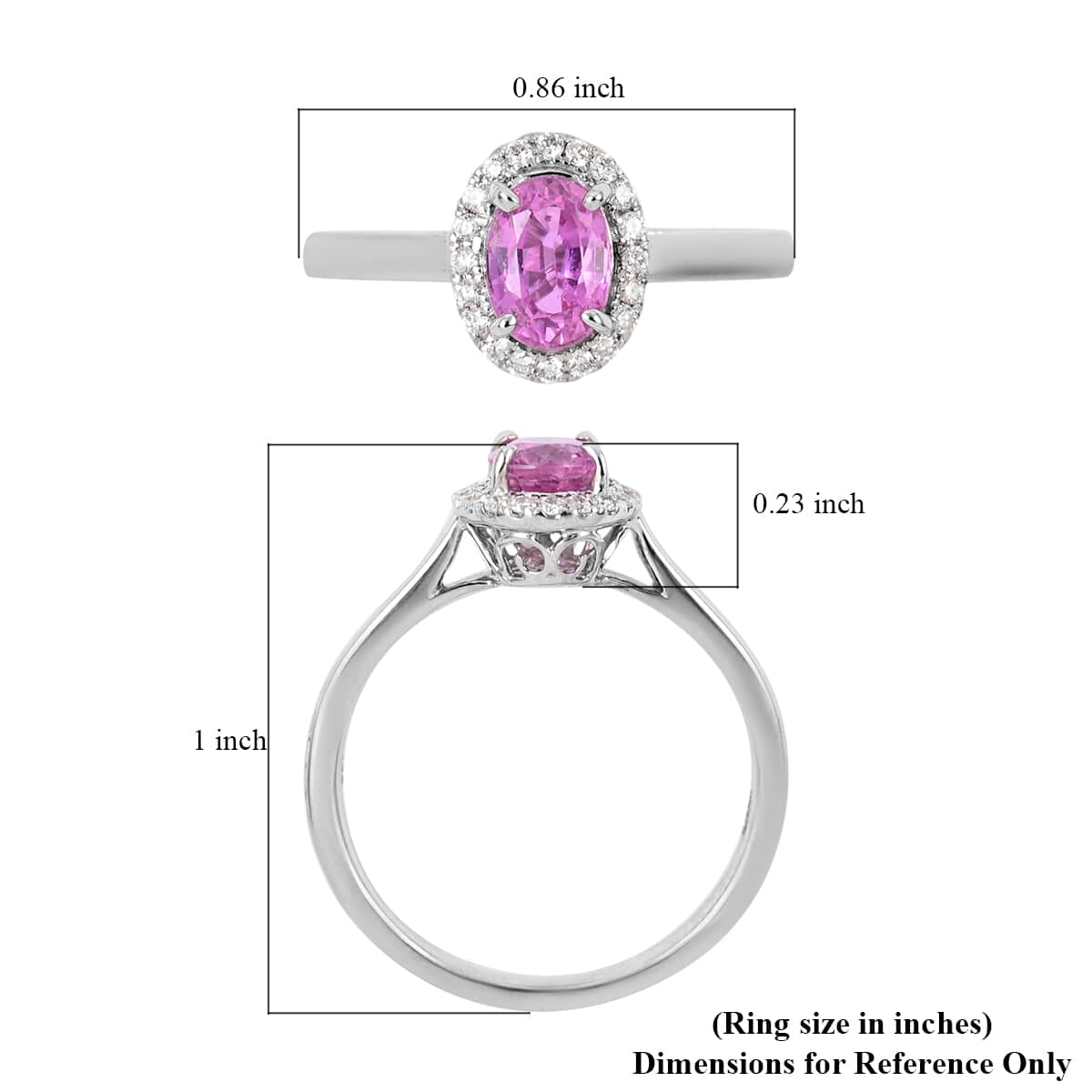 ILIANA 18K White Gold AAAA Sakaraha Pink Sapphire and G-H SI Diamond Ring (Size 7.0) 3.45 Grams 1.20 ctw image number 4