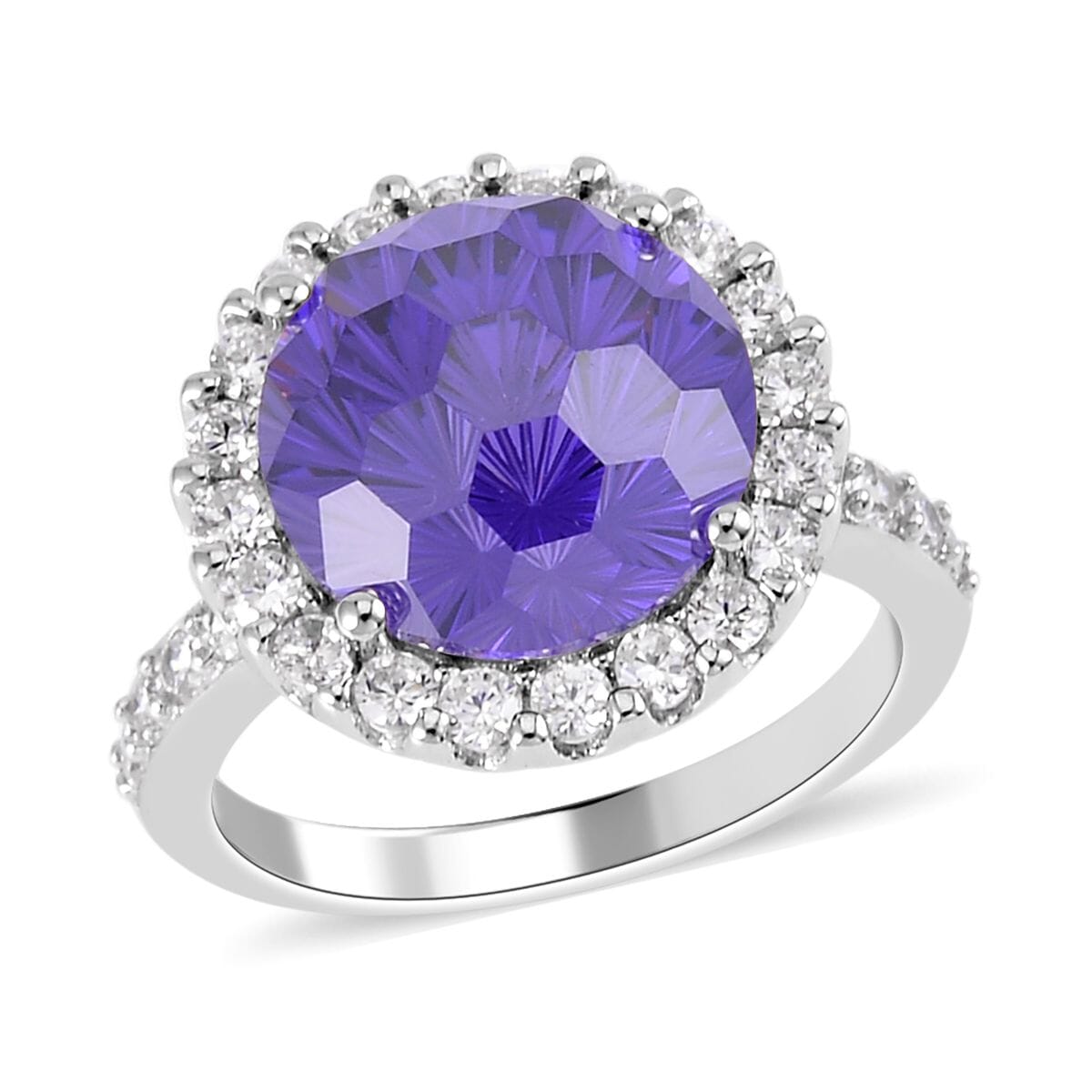 Sterling Silver Created Blue Spinel And CZ Halo Ring Sterling Silver Created Blue Spinel And CZ Halo Ring