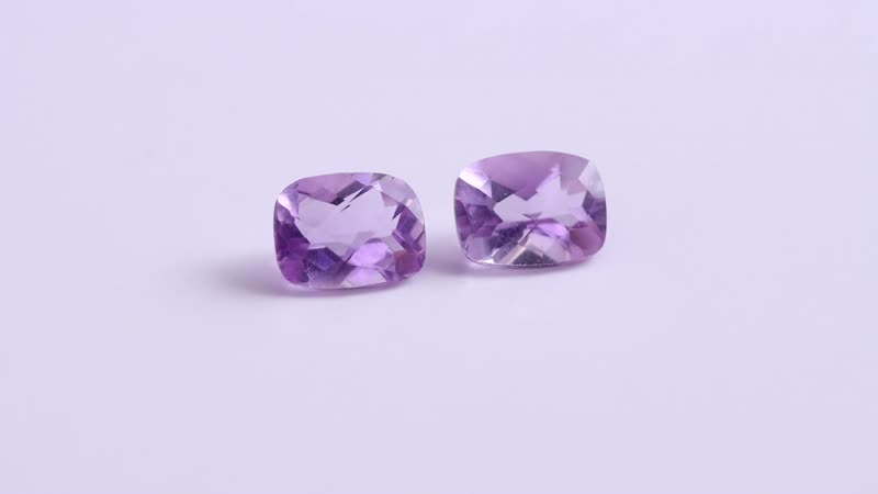 Rose De France Amethyst Set of 2 (Cush 8x6 mm) 2.17 ctw Loose Gemstone