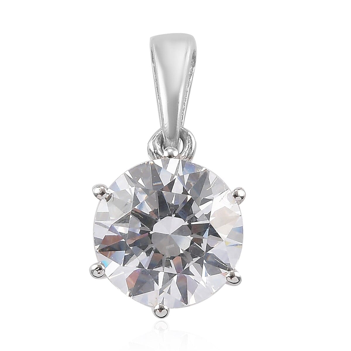 Lustro Stella Made with Finest CZ Solitaire Stud Earrings and Pendant without Chain in Platinum Over Sterling Silver 10.00 ctw