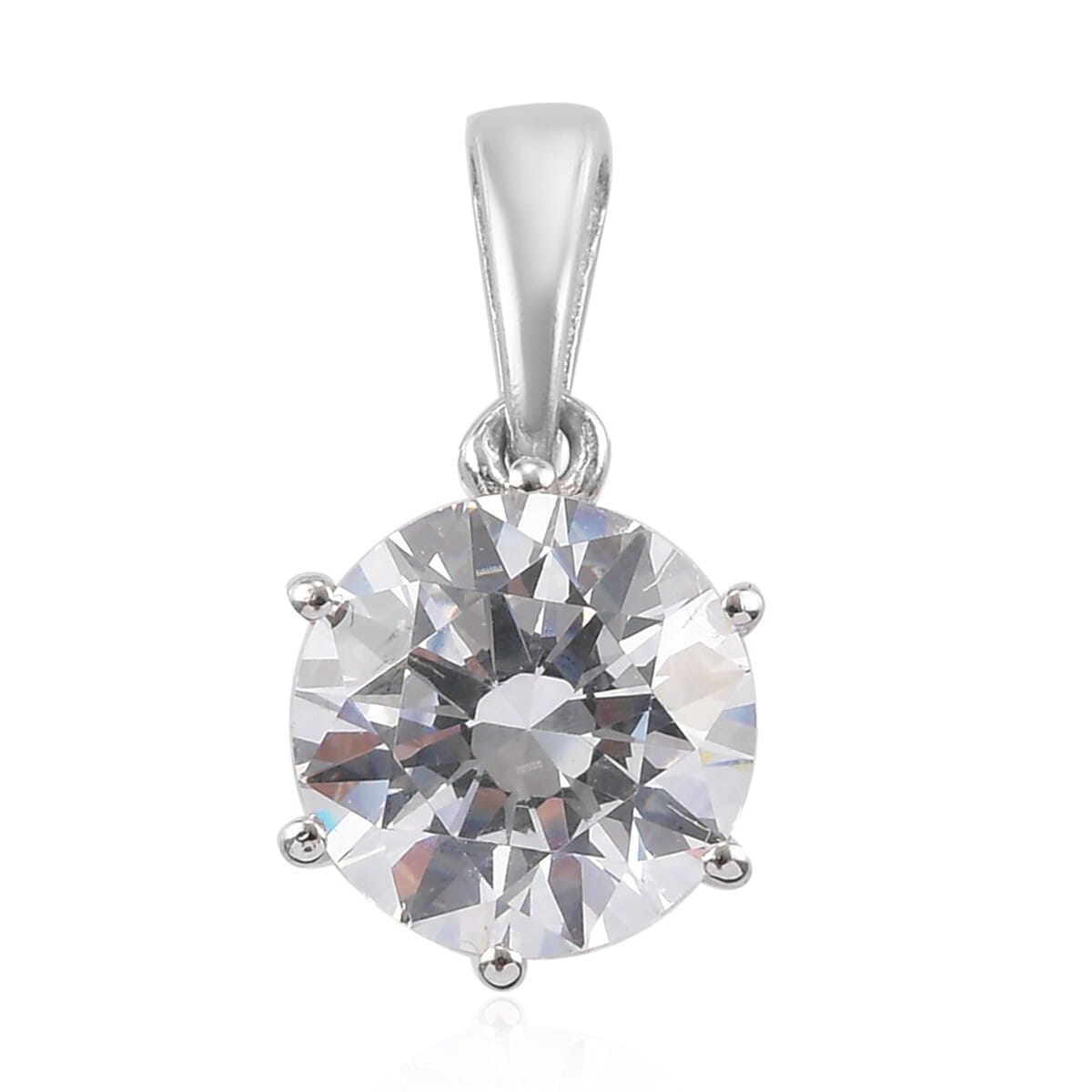 Lustro Stella Made with Finest CZ Solitaire Stud Earrings and Pendant without Chain in Platinum Over Sterling Silver 10.00 ctw image number 1