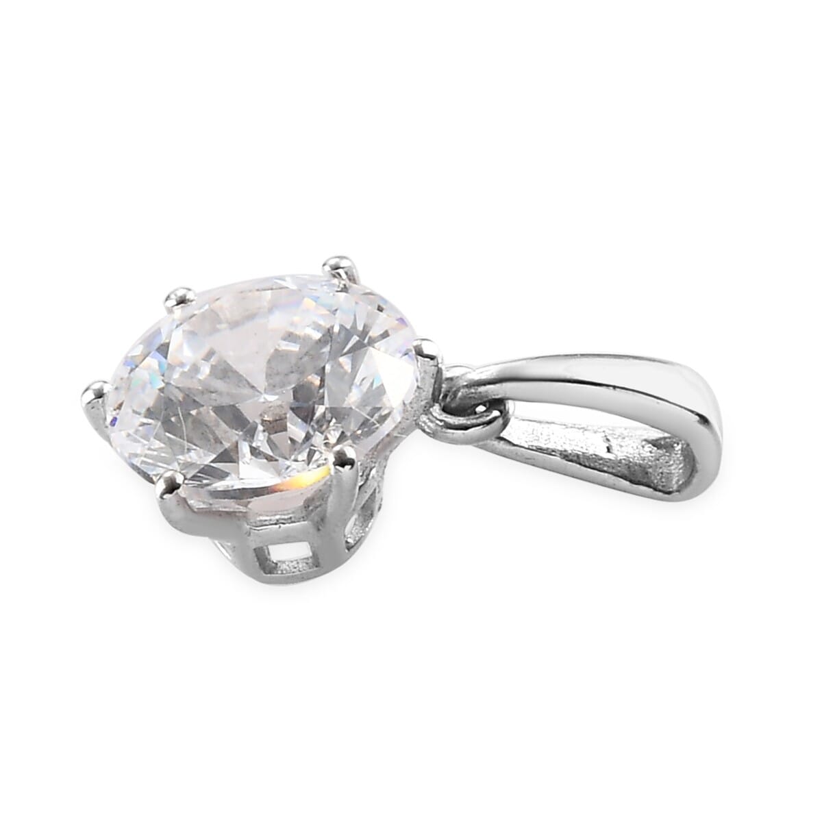 Lustro Stella Made with Finest CZ Solitaire Stud Earrings and Pendant without Chain in Platinum Over Sterling Silver 10.00 ctw image number 2