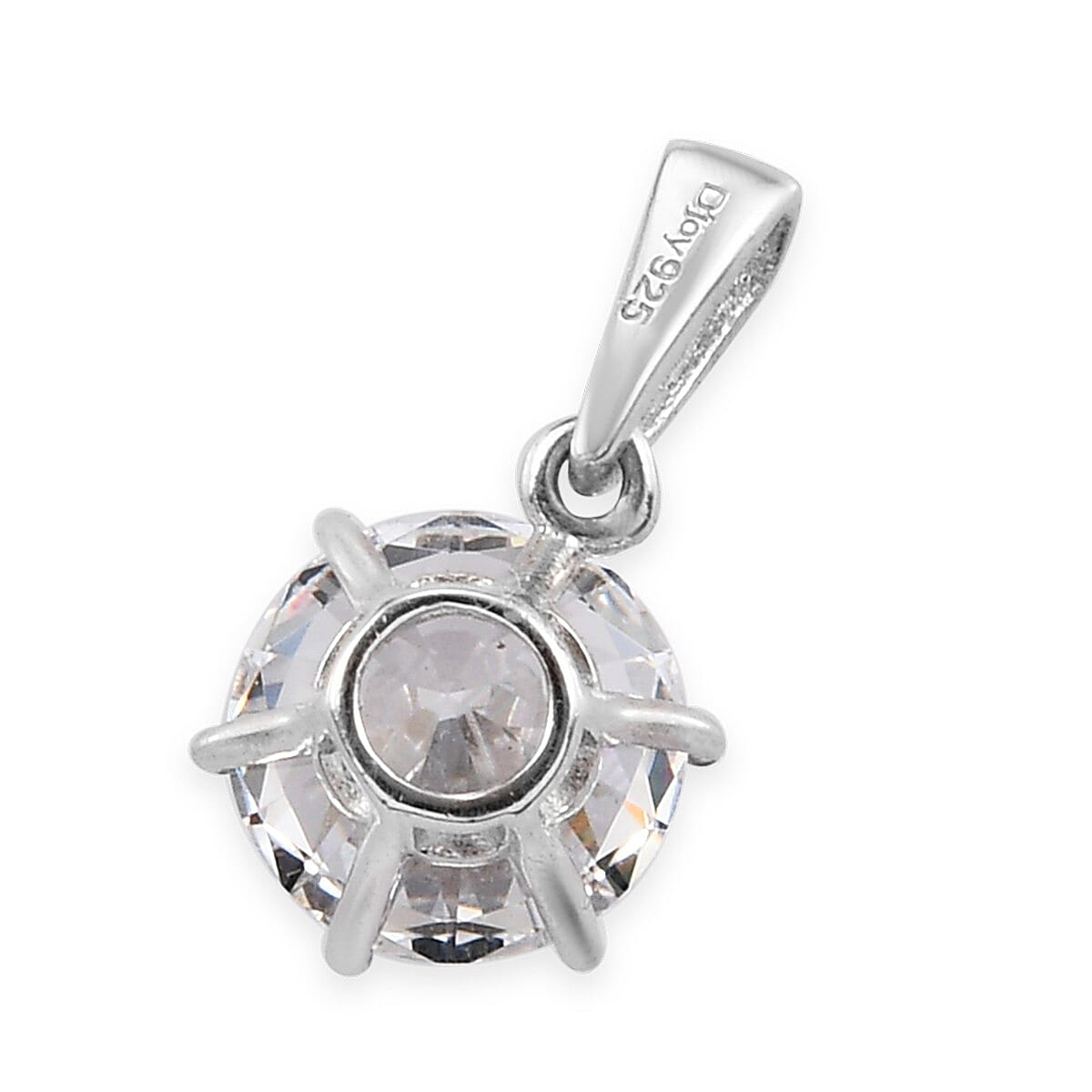 Lustro Stella Made with Finest CZ Solitaire Stud Earrings and Pendant without Chain in Platinum Over Sterling Silver 10.00 ctw