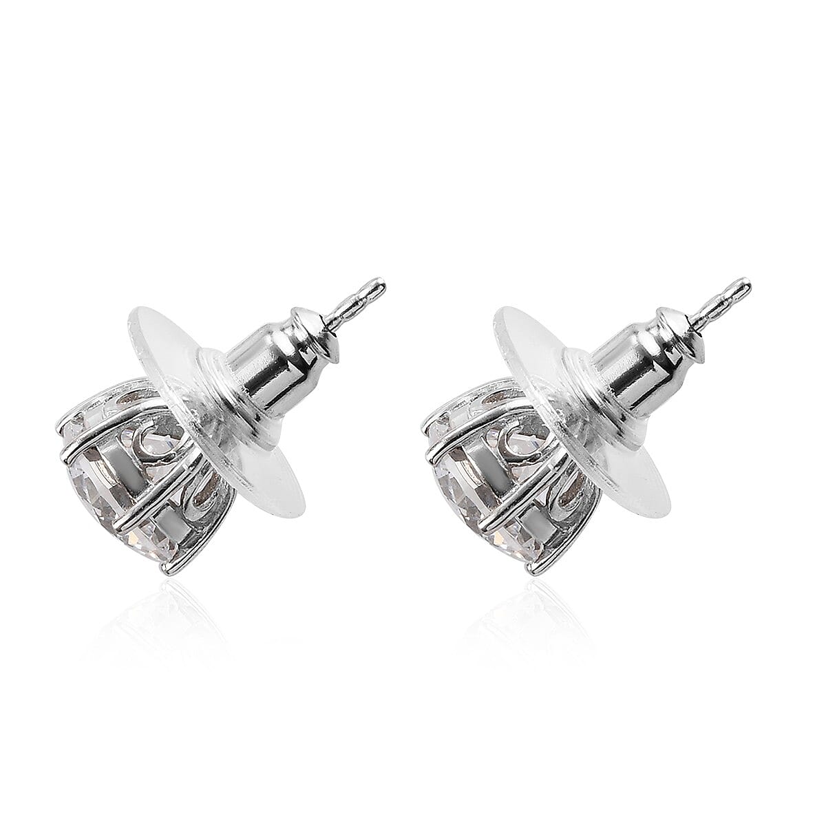 Lustro Stella Made with Finest CZ Solitaire Stud Earrings and Pendant without Chain in Platinum Over Sterling Silver 10.00 ctw