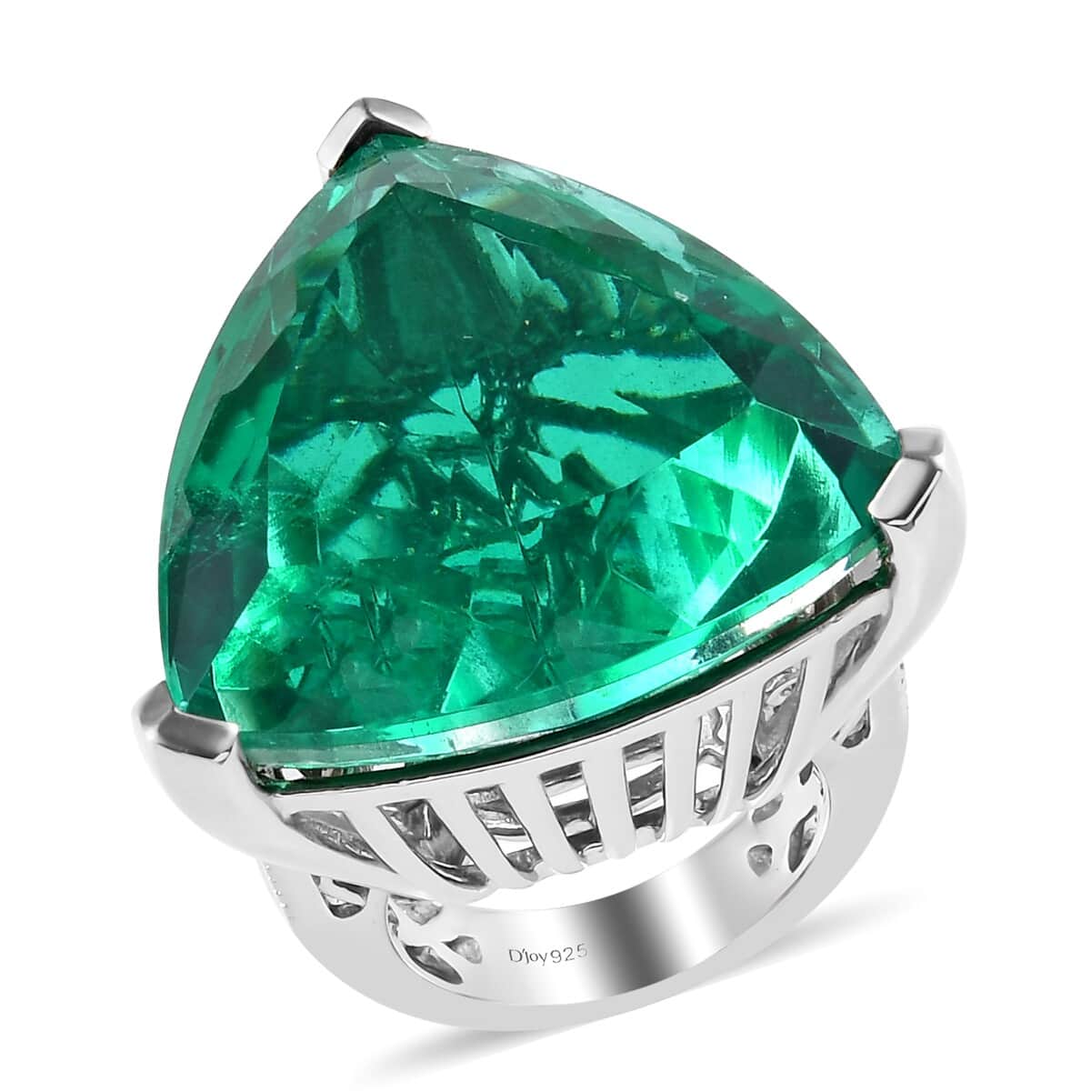 Emeraldine Quartz (Triplet) Ring in Platinum Over Sterling Silver (Size 7.0) 40.00 ctw image number 0