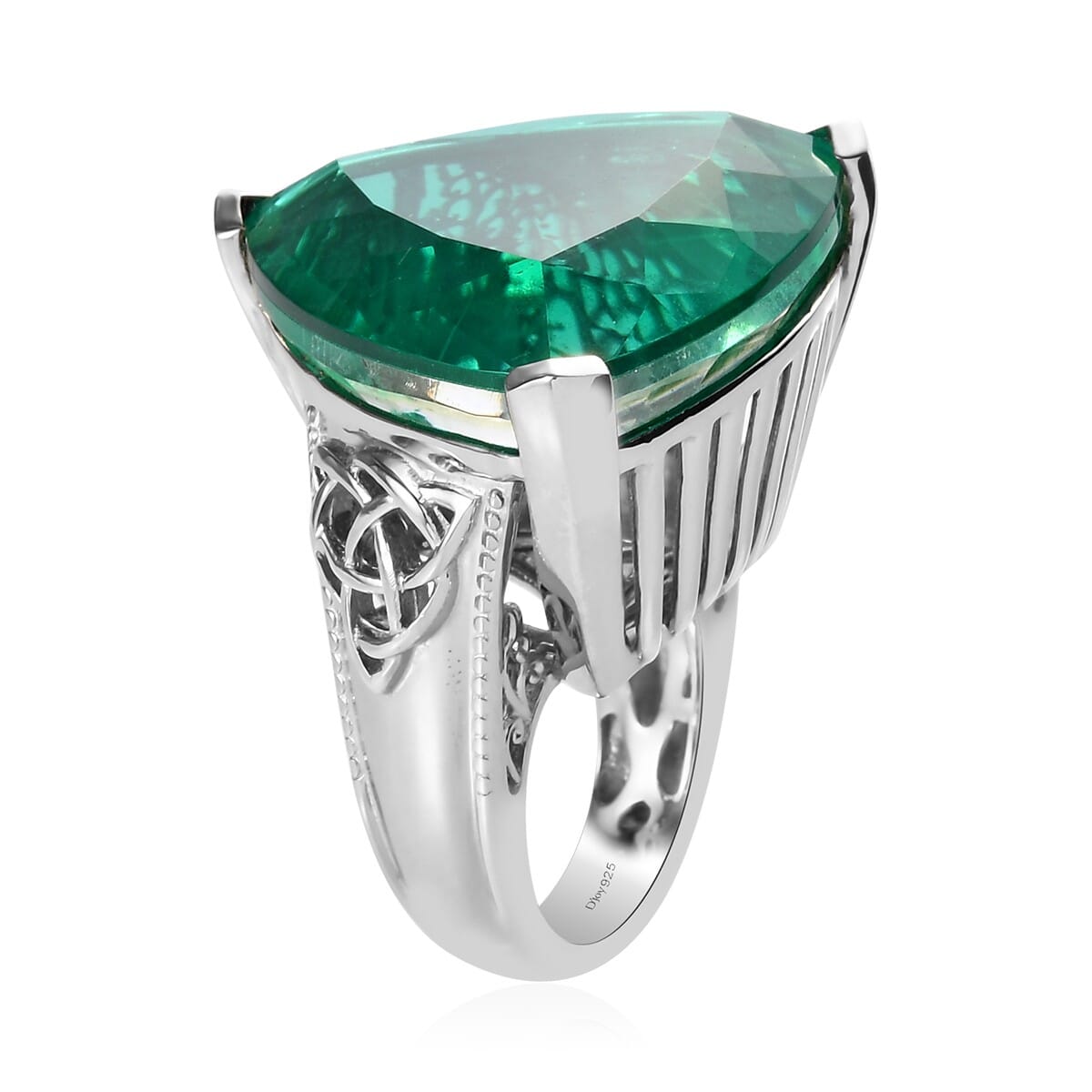 Emeraldine Quartz Ring in Platinum Over Sterling Silver (Size 9.0) 13.35 Grams 40.00 ctw image number 4