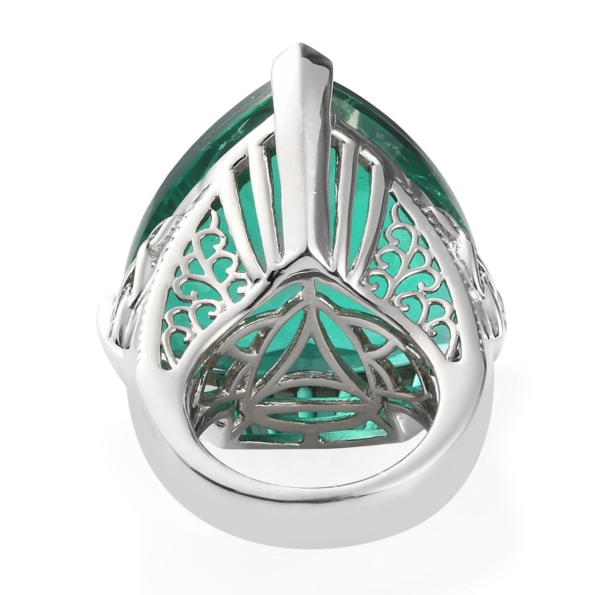 Emeraldine Quartz Ring in Platinum Over Sterling Silver (Size 9.0) 13.35 Grams 40.00 ctw image number 5