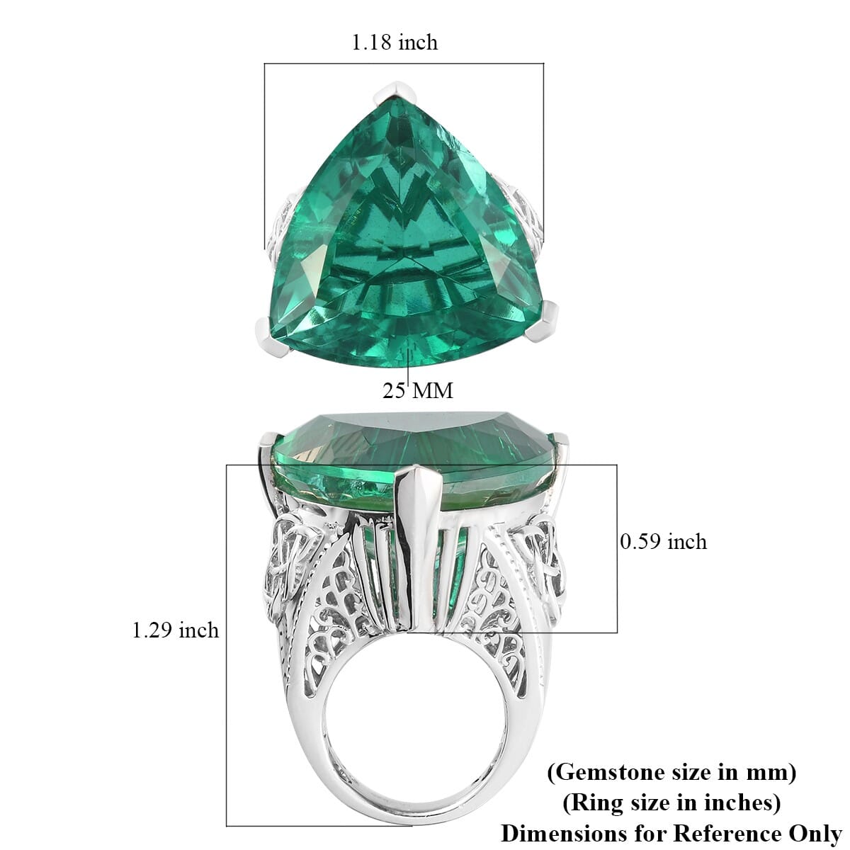 Emeraldine Quartz Ring in Platinum Over Sterling Silver (Size 9.0) 13.35 Grams 40.00 ctw image number 6