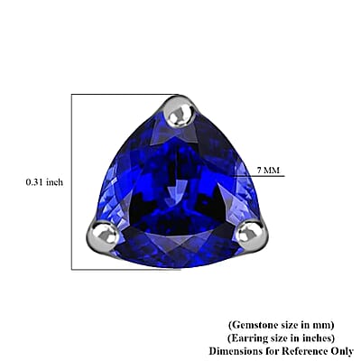 Rhapsody 950 Platinum Tanzanite 2.50 ctw Earrings, Platinum Stud Earrings, Tanzanite Solitaire Earrings, Solitaire Studs