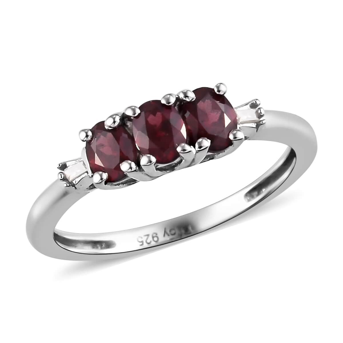 Anthill Garnet and Diamond Accent 3 Stone Ring in Platinum Over Sterling Silver 0.60 ctw image number 0