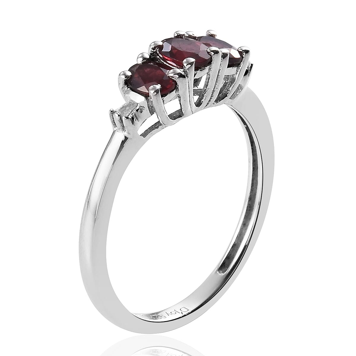 Anthill Garnet and Diamond Accent 3 Stone Ring in Platinum Over Sterling Silver (Size 6.0) 0.65 ctw image number 3
